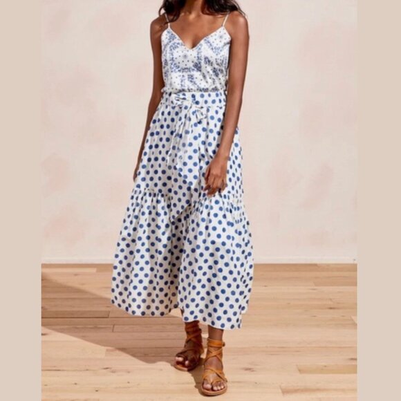 New! The Westside Ivory Miramar Polka Dot Maxi Skirt Size M/L 26983 - Picture 2 of 10